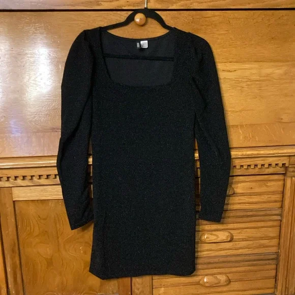 H&M Puff Sleeve Black Jersey Dress